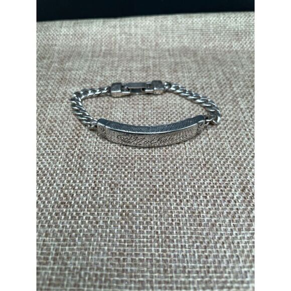 Brighton Women’s ID Bracelet Silver Plated Etched Mother Engraved Bar Link 7.5” - Picture 9 of 11